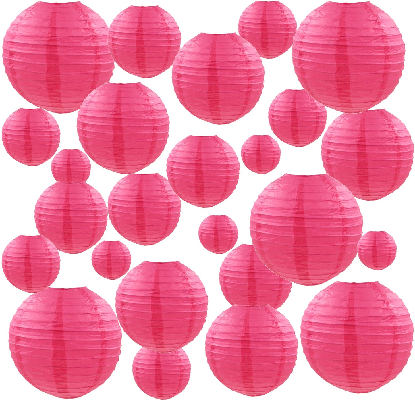 25 Pack Paper Lanterns, Sizes of 4", 6", 8", 10", 12", Hanging Lanterns Decorations Ball Lanterns for Home Decoration, Birthday Party and Wedding Decorations (Rose Red)