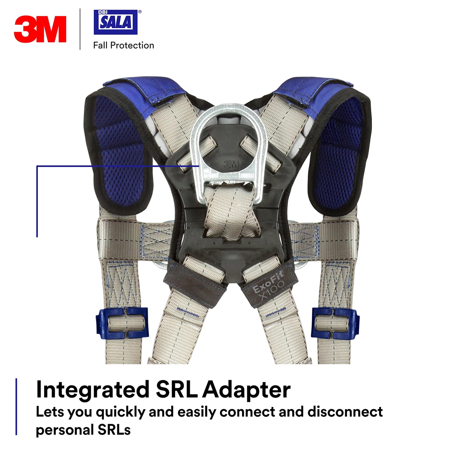 3M DBI-SalaExoFit X100 Comfort Vest Climbing Harness Fall Protection, OSHA, ANSI, Front and Back D-Rings, Quick Connect Chest and Leg Buckles, Zinc Plated Steel, 1401026, Medium