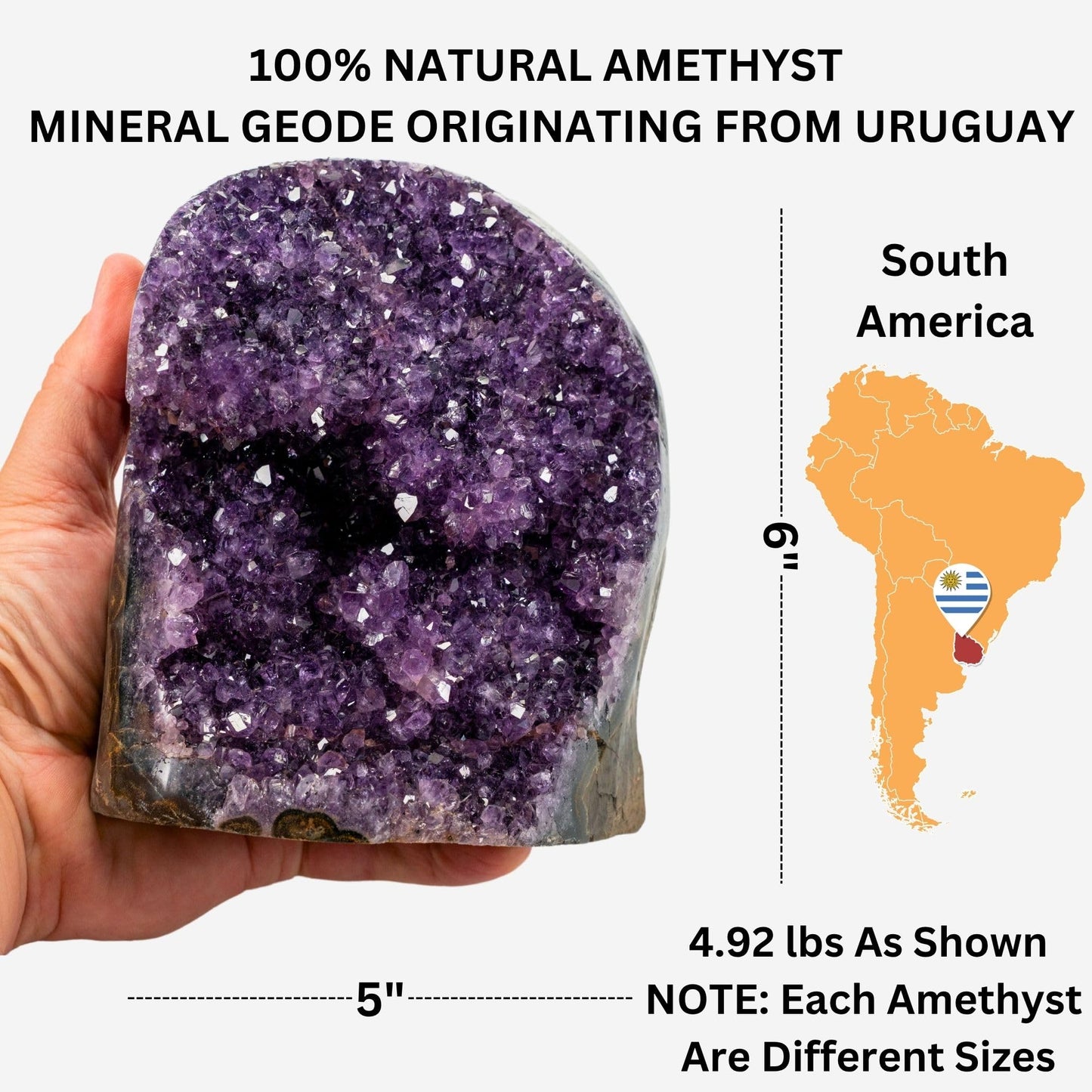 TRUENERGY Polished Amethyst Cluster Quartz Crystal – 3.0 To 3.5 lbs Grade A+ Raw Dark Purple Geode Stone With Rounded Edge – Home Decoration, Meditation Healing, and Positive Energy (3-3.5 lbs)