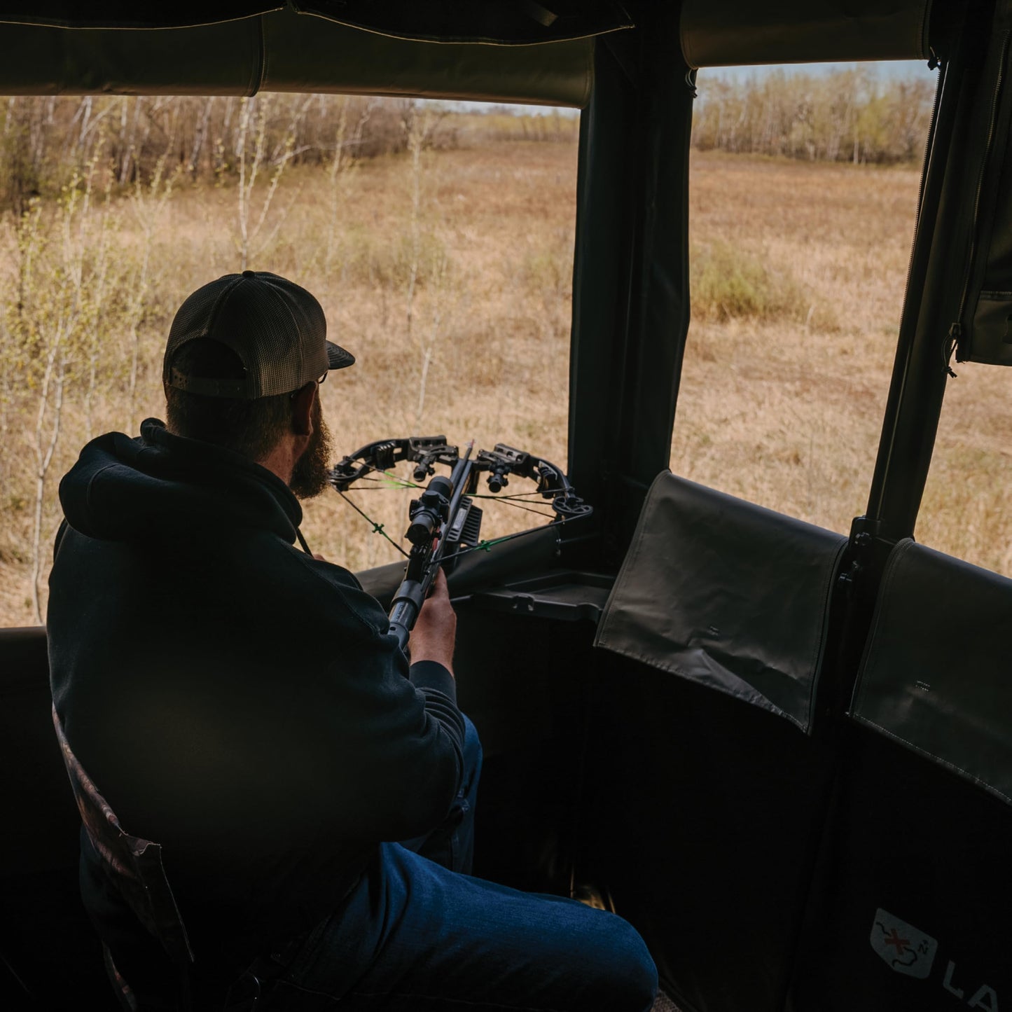 Rivers Edge Landmark™ 550 Hunting Blind LM550B – 7' Tall, 6' x 4.5' Interior, Adjustable Windows, Steel Frame, Marine-Grade Fabric – Fits LM550T Tower Only