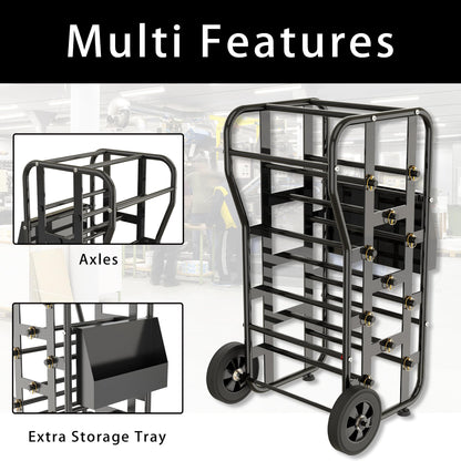 Wire Spool Rack for Wire Spool, Portable Wire Rack Dispenser with Wheels, Automotive Wire Storage, Multi-Spool Wire, Cable Dispenser, Electrical Wire Spool Holder Cart with Storage Tray (Black)