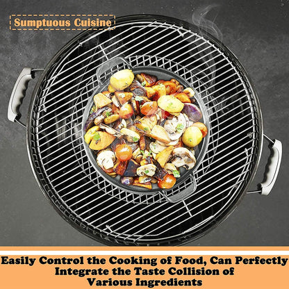 Denmay 7421 30.9cm Round Cast Iron Grill Plate for Weber 57cm Charcoal Grills, Weber Gourmet BBQ System Porcelain-Enameled Cast-Iron Griddle Spare Parts for Weber One-Touch Charcoal Grill