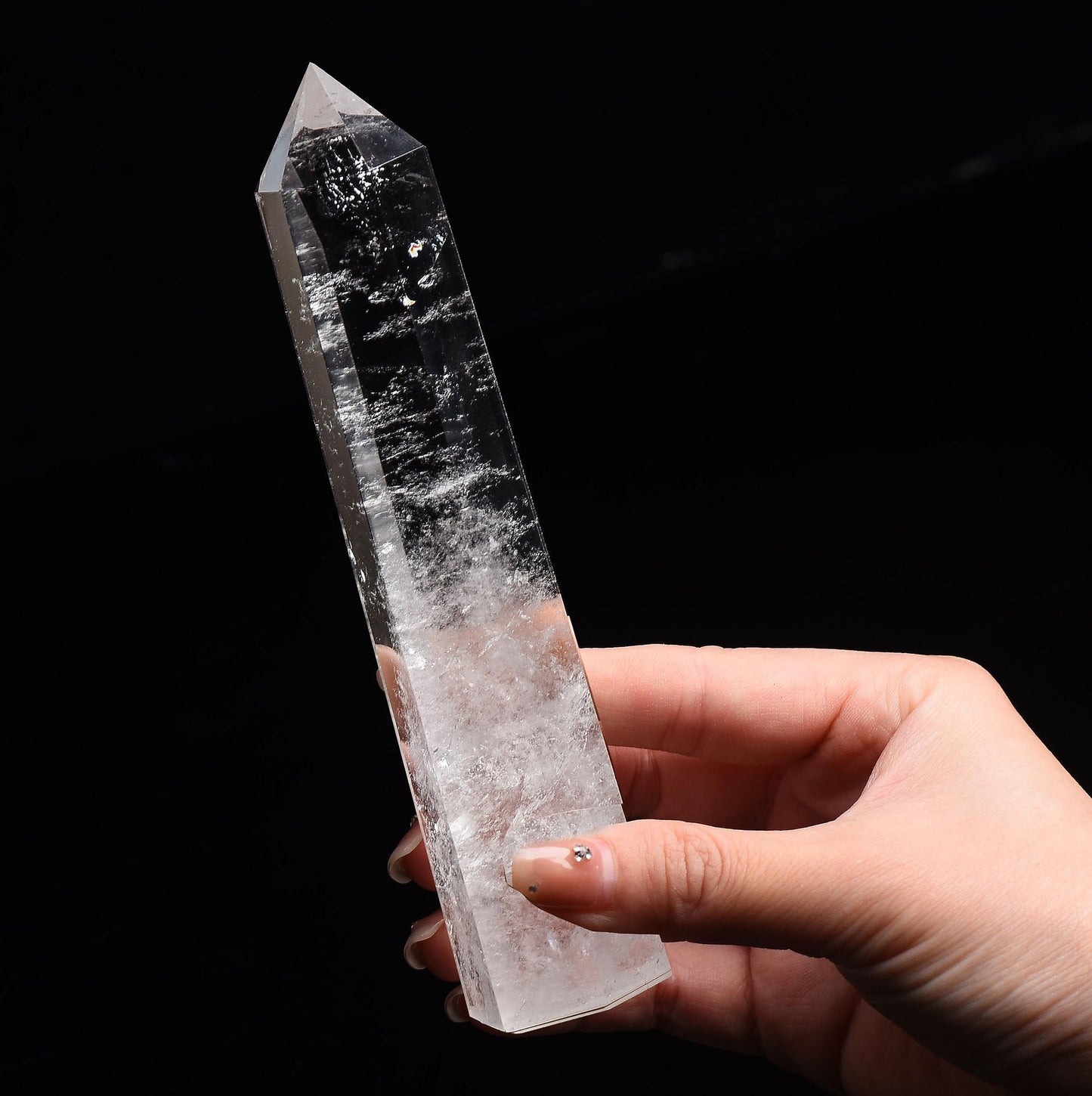 WUYOUSHI Large Clear Quartz Healing Crystal Tower 5.9-6.69" Natural Crystal Wand 6 Faceted Chakra Crystal Point Reiki Meditation Therapy