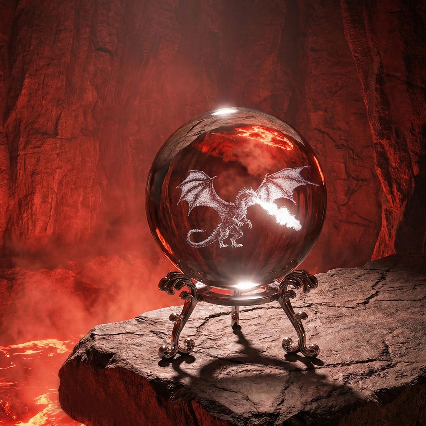 ZEERSHEE 2.4in 3D Dragon Crystal Ball with Stand Fire Breathing Dragon Decoration Gifts for Boys Girls