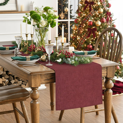 Artoid Mode Dark Red Table Runner, Seasonal Christmas Valentine's Washable Kitchen Dining Table Decoration for Home Party Decor 13x72 Inch