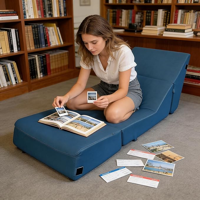 jela Luxury Indoor Chaise Lounge, Foldable Sofa Bed Chair