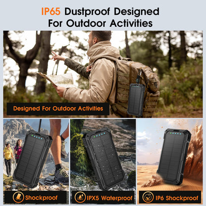 Power Bank Solar Charger,49800mAh Wireless Portable Charger with 4 Built-in Cables,22.5W Fast Charging Battery Pack USB-C in/Output PD+QC3.0 Portable Power Bank for All Cell Phones