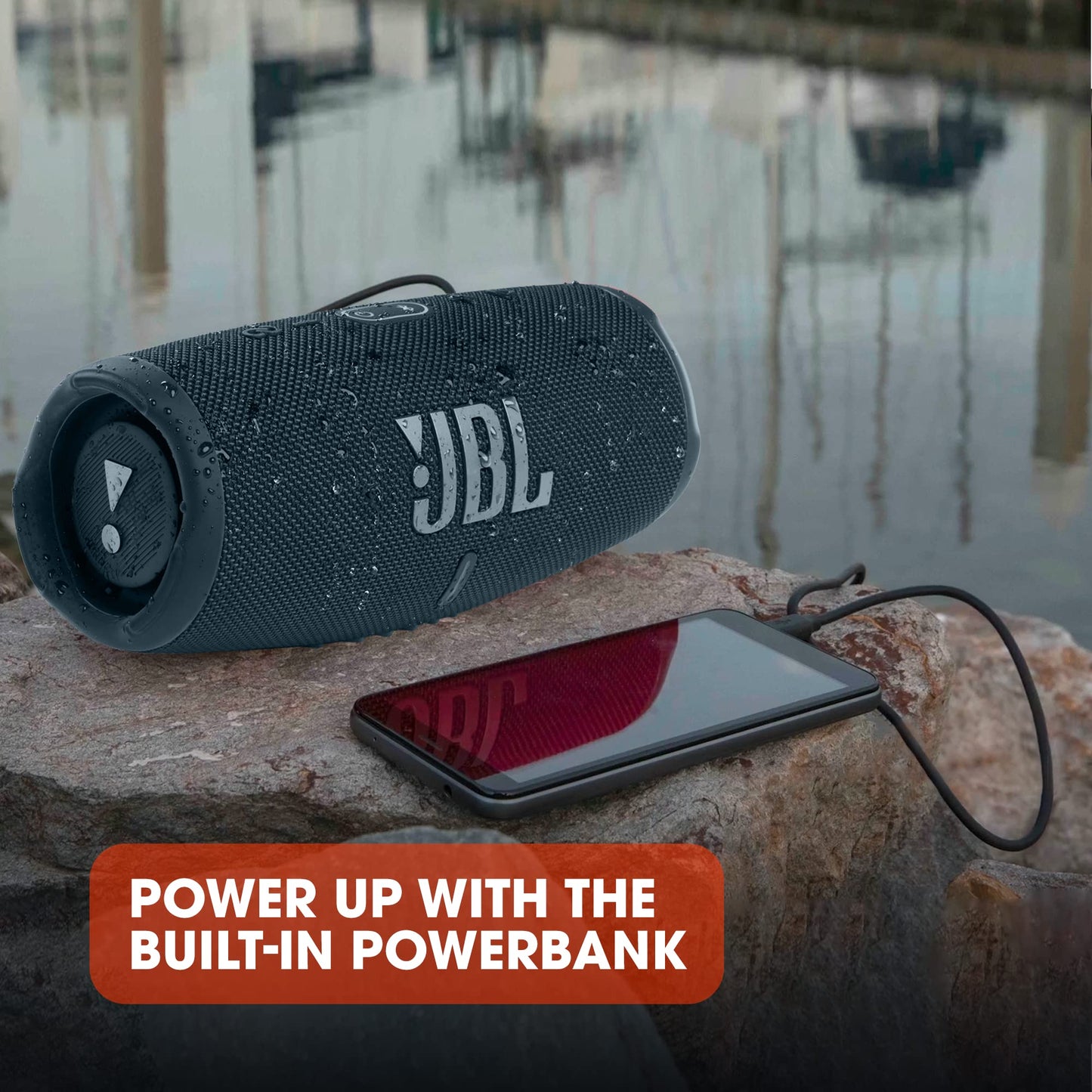 JBL Charge 5 Portable Bluetooth Speaker with Deep Bass, IP67 Waterproof and Dustproof, 20 Hours of Playtime, Built-In Powerbank, Blue