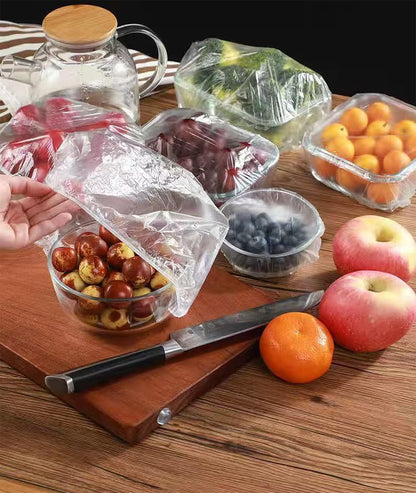 300PCS Disposable Bowl Covers Canning Lids, Disposable Bowl Covers Food Cover Stretch Edging, Flexible Storage Packaging for Storage Containers, Plastic Lids for Disposable Cling Bags for Household