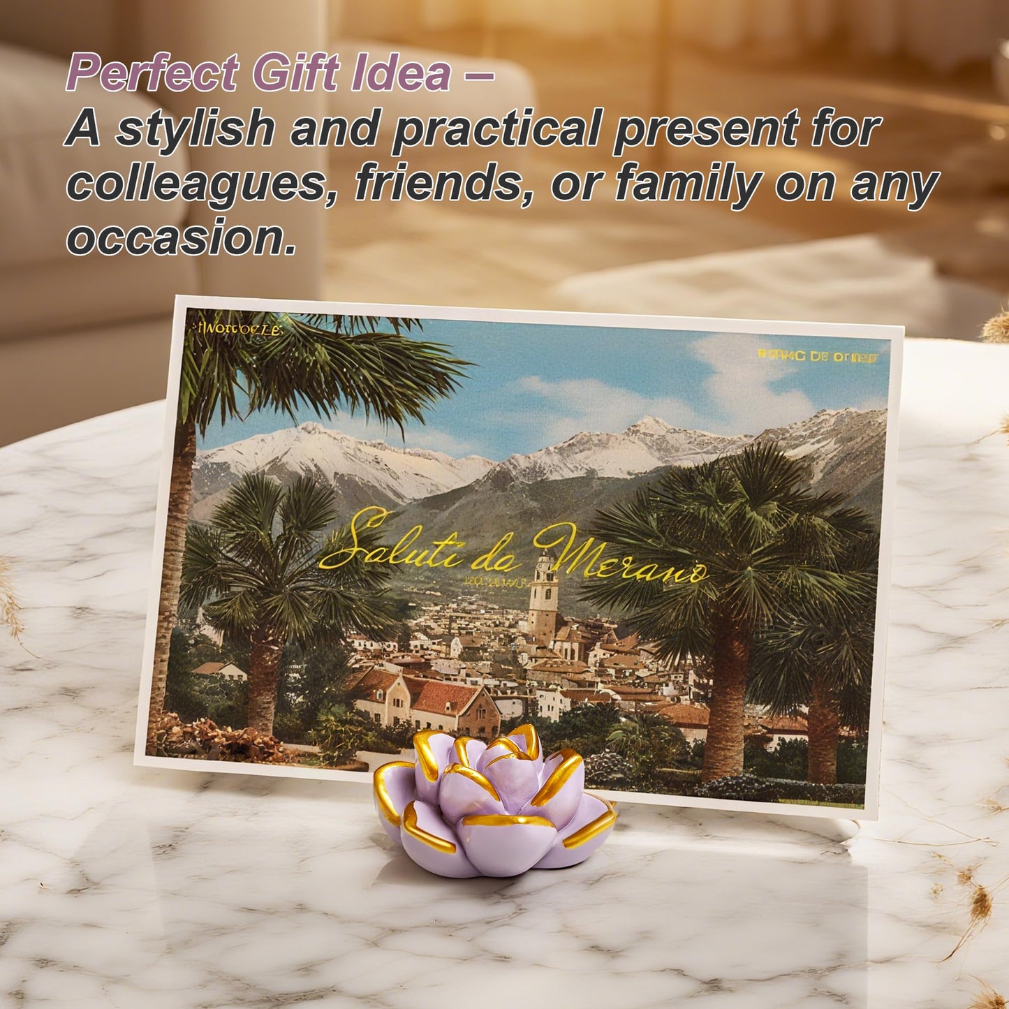 SB Goods Resin Succulent Business Card Holder Set of 3 (White/Purple/Green) - Modern Desk Organizer for Office & Store, Vertical Name Card Display Stand - Unique Gift Idea & Home Decor