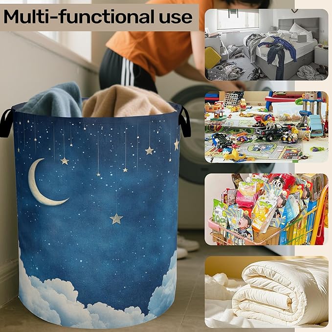 Starry Stars Moon Laundry Basket