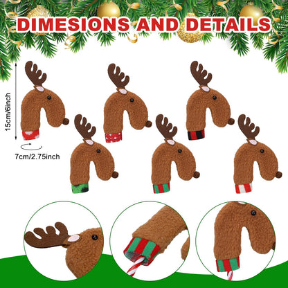 Poen 24 PCS Felt Reindeer Candy Cane Covers Christmas Candy Cane Holders Sleeves Reindeer Candy Cane Ornament for Xmas Holiday Home Office Decor Classroom Gifts Party Favors,Candy Canes Not Included