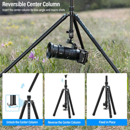 SIRUI 60" Carbon Fiber Tripod for Camera with 360° Panoramic Ball Head, Arca QR Plate, Compact Lightweight 2.1lbs Travel Tripod for DSLR Video Camcorder, Max Load 10kg, Traveler X-III