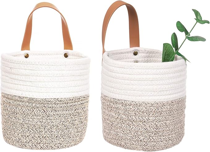 2pack Small Hanging Basket-Cotton Rope Wall Basket