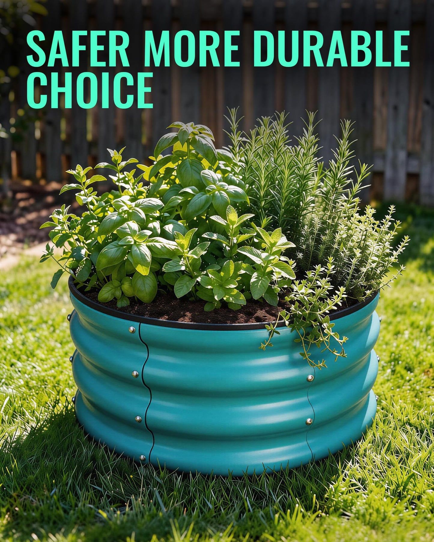 ZXZYHFTY Raised Garden Bed, 0.6 mm Galvanized Steel Round Planter Box with Open Bottom, Blue, 2 x 2 x 1 FT, 1 Pack