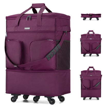 Hanke Expandable Large Suitcase 4 Wheels Lightweight Collapsible,Foldable Suitcases &Travel Bags Hand Luggage Extend 20/24/28 inch Suitcases Duffel Bag Without Telescopic Handle for Men & Women