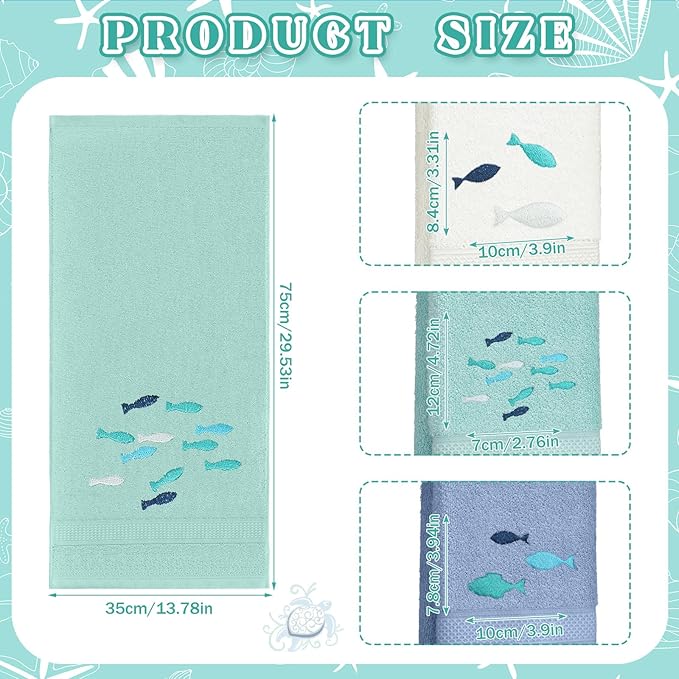 3 Pack Shoal of Fish Coastal Hand Towels