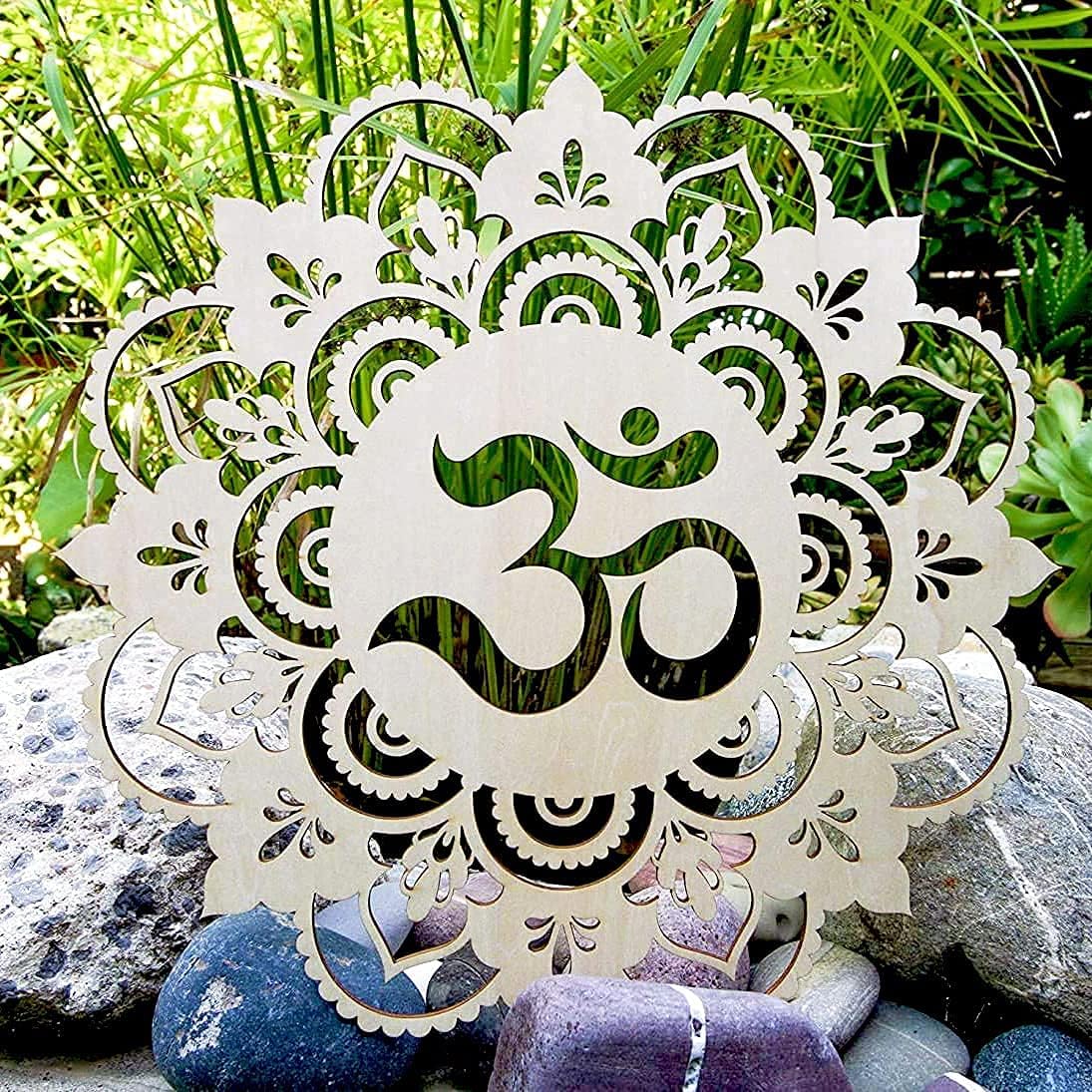 Fourth Level MFG 12" Sacred Om, Sacred Geometry Wood Wall Art, Sacred Sound Symbol, Mandala, Zen Home Decoration for Yoga and Meditation, Good Chakra Energy Spiritual Altar Decor