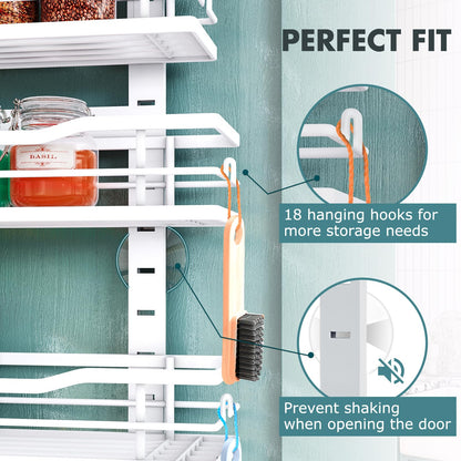 Over The Door Pantry Organizer，9-Tier Over The Door Organizer with Adjustable Basket，Metal Hanging Pantry Organizers and Storage for Kitchen, Back of Door Seasoning Rack