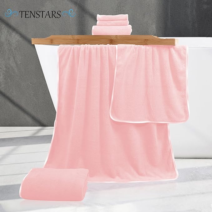 TENSTARS Luxury Silk Hemming Towel Set