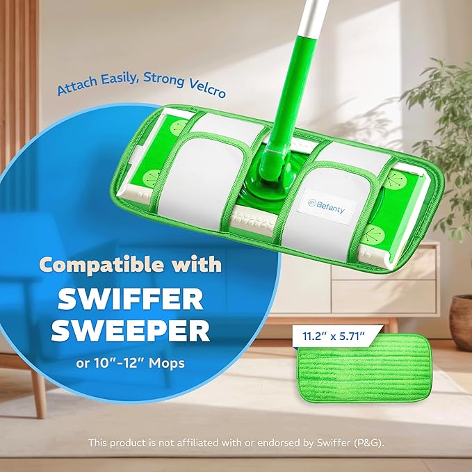 2 Pack Reusable Microfiber Mop Pads, Compatible