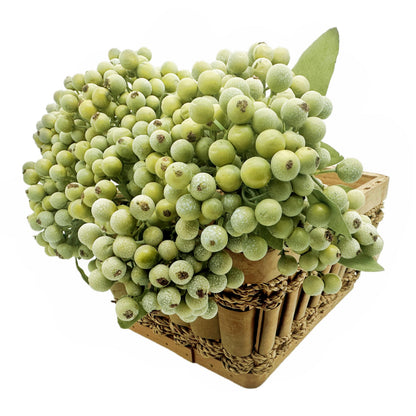 M2cbridge Artificial Berry Stems Christmas Picks Pine Needles Branches Wreath Ornament (Green 12pcs)