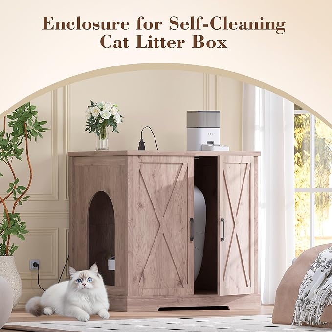 Heybly 34.5" Litter Box Enclosure, Large Robot Cabinet