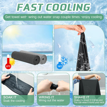BBTO 80 Pcs 32 x 12 Inch Microfiber Cooling Towels, Ice Cold Towel for Neck and Face Breathable Chilly for Yoga, Sport, Gym, Workout, Camping and More Activities(Dark Gray and Light Gray)
