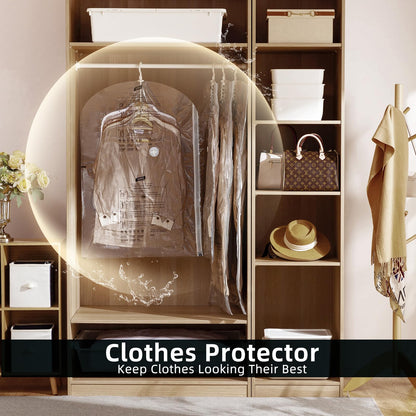 TAILI Hanging Vacuum Storage Sealer Bags Space Saver Bag for Clothing, Suits and Jackets, Closet Organizers, Travel, Set of 4 (2 Long, 2 Short), Clear