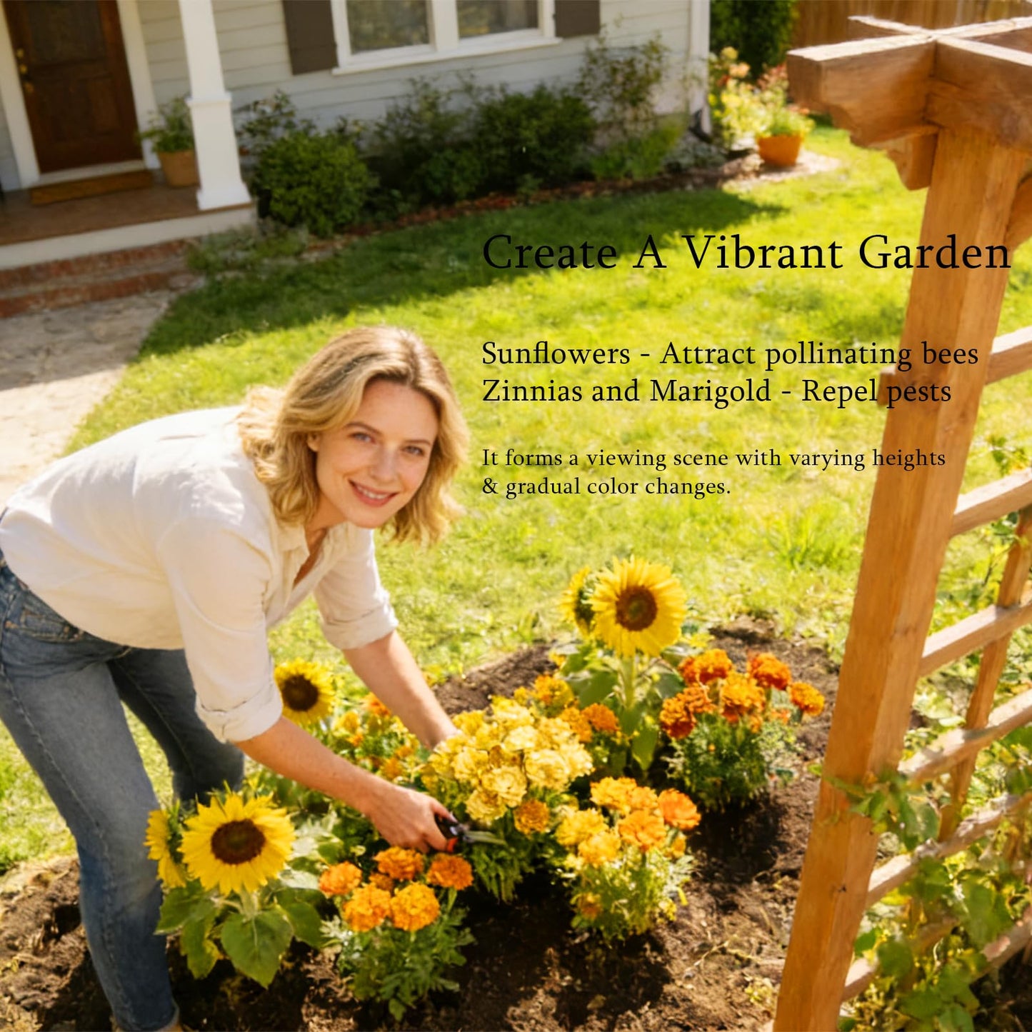 Flower Growing Kits, Windowsill Planting Kit with Planting Bags, Coir Soil & Tools Indoor Gardening Starter Kit with Seed(Sunflower, Zinnias & Marigold) Flower Gardening Gifts for Women & Men