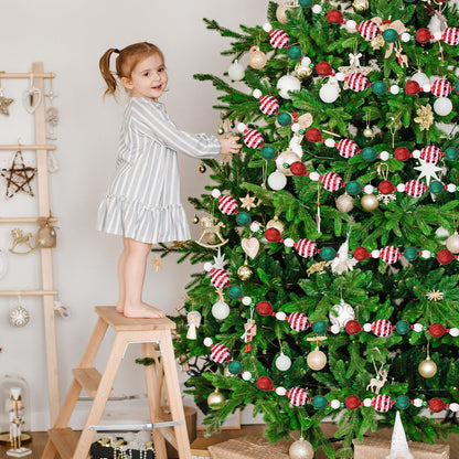 Jetec 16 ft Candyland Christmas Tree Beaded Garland Red Green White Peppermint Sequin Ball Garland Ornament Hanging for Christmas Tree Fireplace Retro Party Decorations