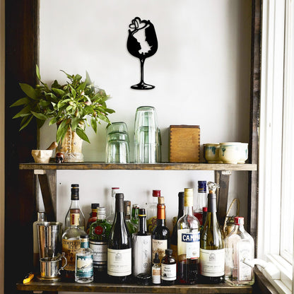 Kas Home Abstraction Wine Cup Metal Wall Art (6.6L x16W)