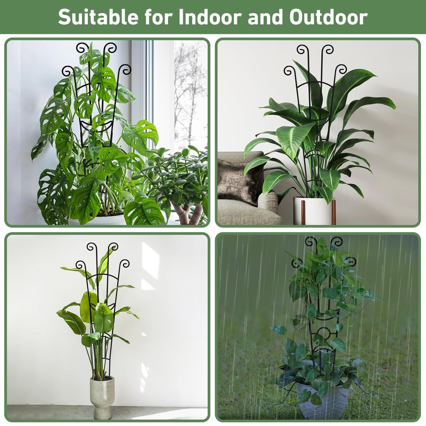 Xeeol 32.6in Plant Trellis for Climbing Plants Indoor Outdoor, Expandable Large Metal Garden Trellis for Potted Plants, Heavy-Duty Tall Pothos Plant Climber Support for Ivy Pothos Hoya Monstera, 2P