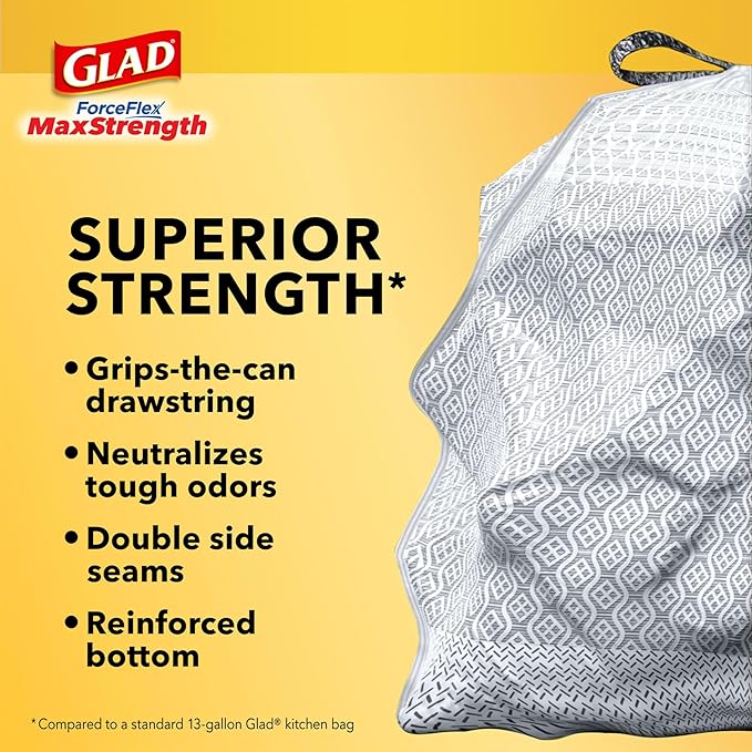 Glad Tall Kitchen Trash Bags 13 Gallon, MaxStrength Eucalyptus and Peppermint