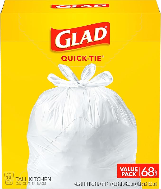 Glad Tall Kitchen Trash Bags 13 Gallon, Unscented Garbage Bags
