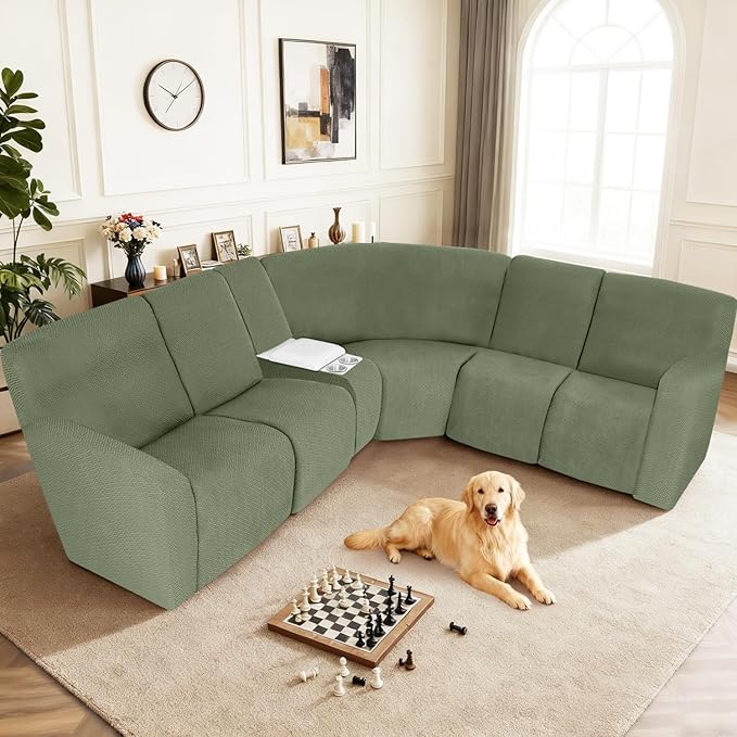 ALIECOM 100% Waterproof Recliner Sectional Couch Covers L Shape Stretch Corner