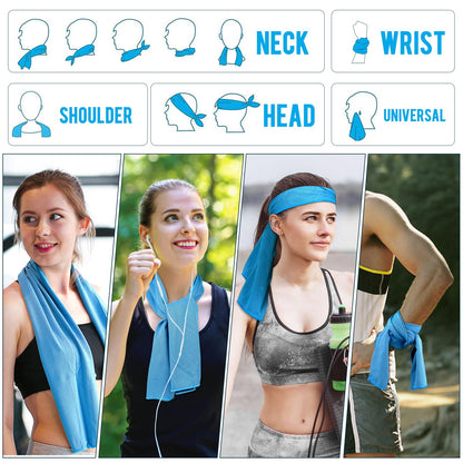 MENOLY 6 Pack Cooling Towels, 40"x12" Cooling Towels for Neck and Face with Breathable Carrying Bags,Soft Microfiber Instant Cooling Rags, Gym Workout Sweat Towel for Sports, Yoga, Camping, Running