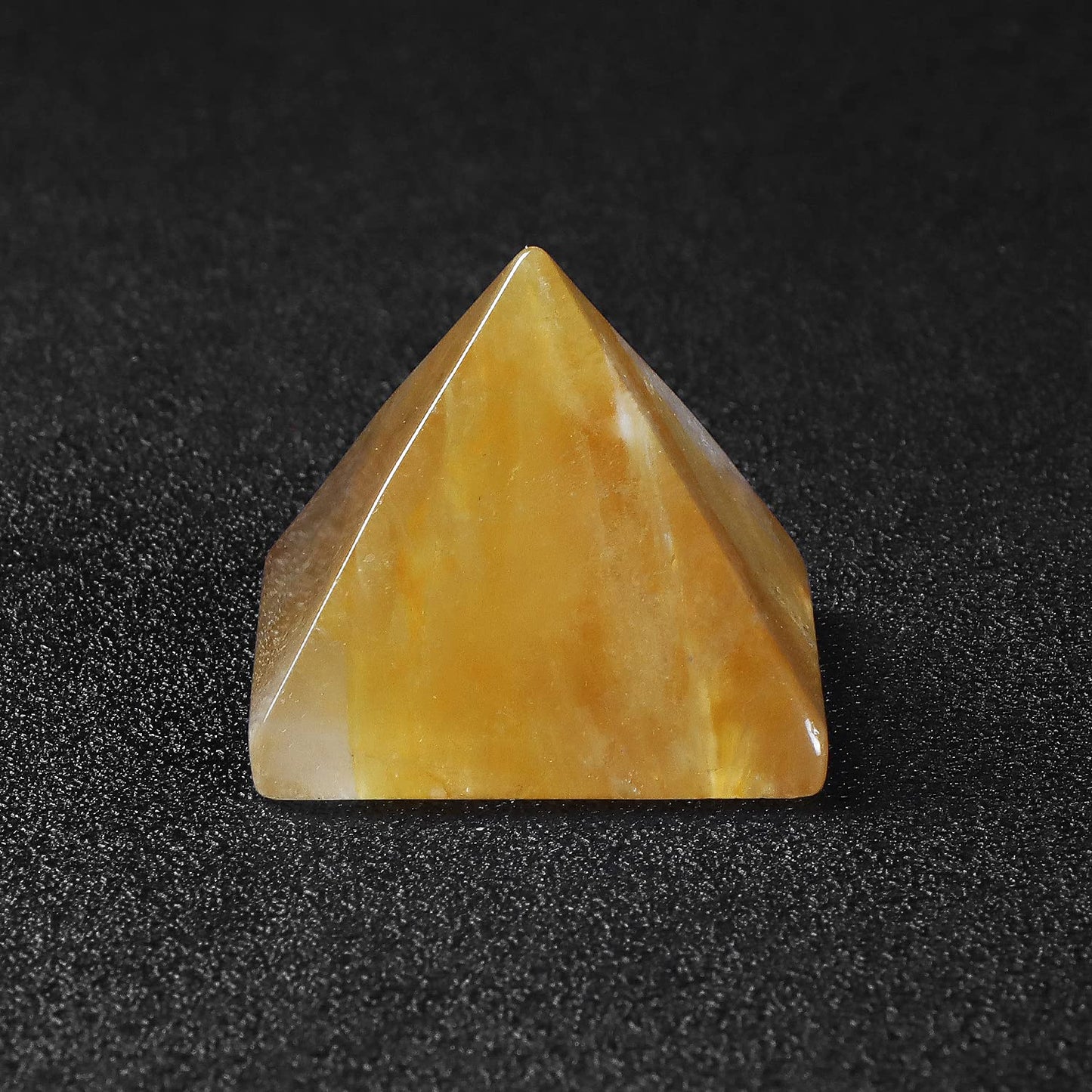 SMQ 1.6" Citrine Crystal Orgone Pyramid Chakra Stones,Hand Carved Gemstone Positive Engrgy Generator,Reiki Healing Pyramid Protection Crystals Figurine Decoration