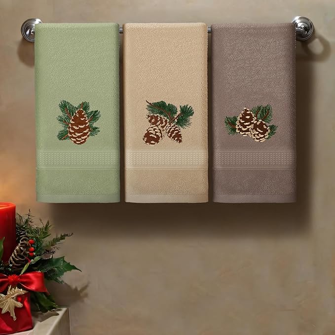 3 Pcs Rustic Pine Cone Hand Towels