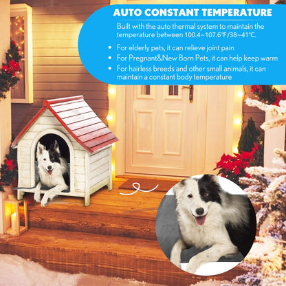 PETNF Outdoor Pet Heating Pads for Dog,Soft Electric Blanket Auto Temperature Control,Heated Mat for Dog House,Whelping Supply for Pregnant New Born Stray Feral Cat Puppy,Safe