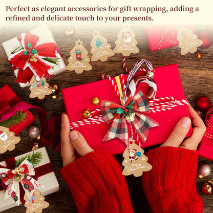 16PCS Mini Christmas Bows with Bells, 3.1"× 3.1" Gift Bows, 16 Styles, Ready-to-Hang Holiday Ornaments for Christmas Tree, Wreaths, Garlands, Doorway, Gift Wrap & DIY Decorations