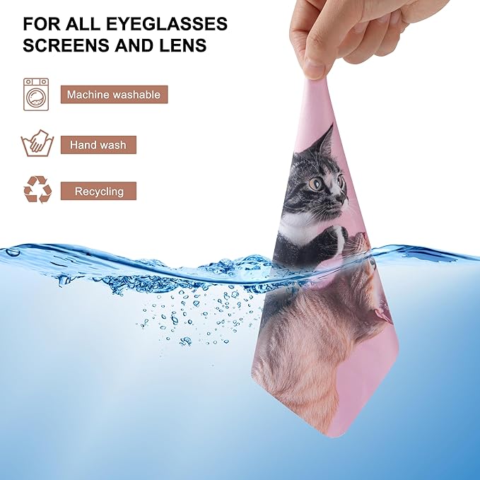 Anywind Microfiber Glasses Cleaner Cloth, Cute Cat Cleaning Clothes