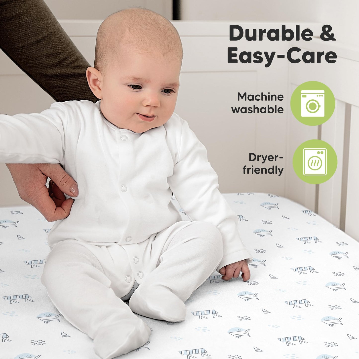 KeaBabies 2-Pack Organic Cotton Crib Sheets for Boys, Girls - 52x28 Fitted Crib Mattress Sheet Neutral, Breathable Cover for Baby Bed Set, Toddler Mattress, Soft & Cute Prints (Cosmo)