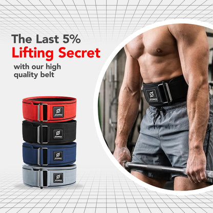 ZORQ Self-Locking Weight Lifting Belt - 4 Inch Wide Quick-Locking Gym Belt for Men & Women - Professional Weightlifting Belt for Olympic Lifting, CrossFit, Squats & Deadlifts - Back Support (Blue, Medium)