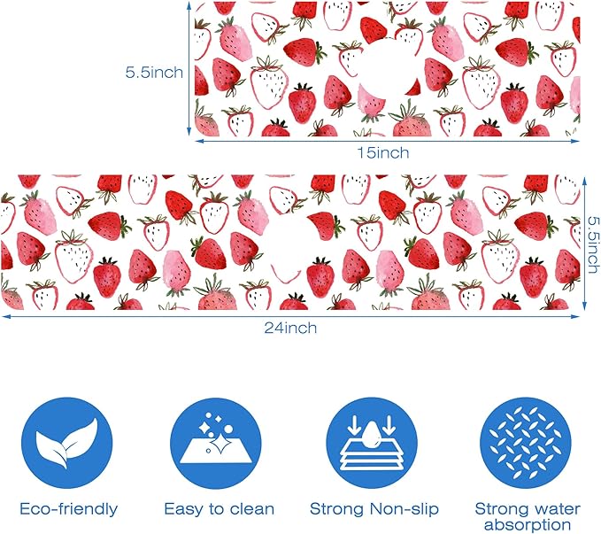 Watercolor Strawberry Kitchen Sink Splash Guard Mat Absorbent Fast Drying Mat
