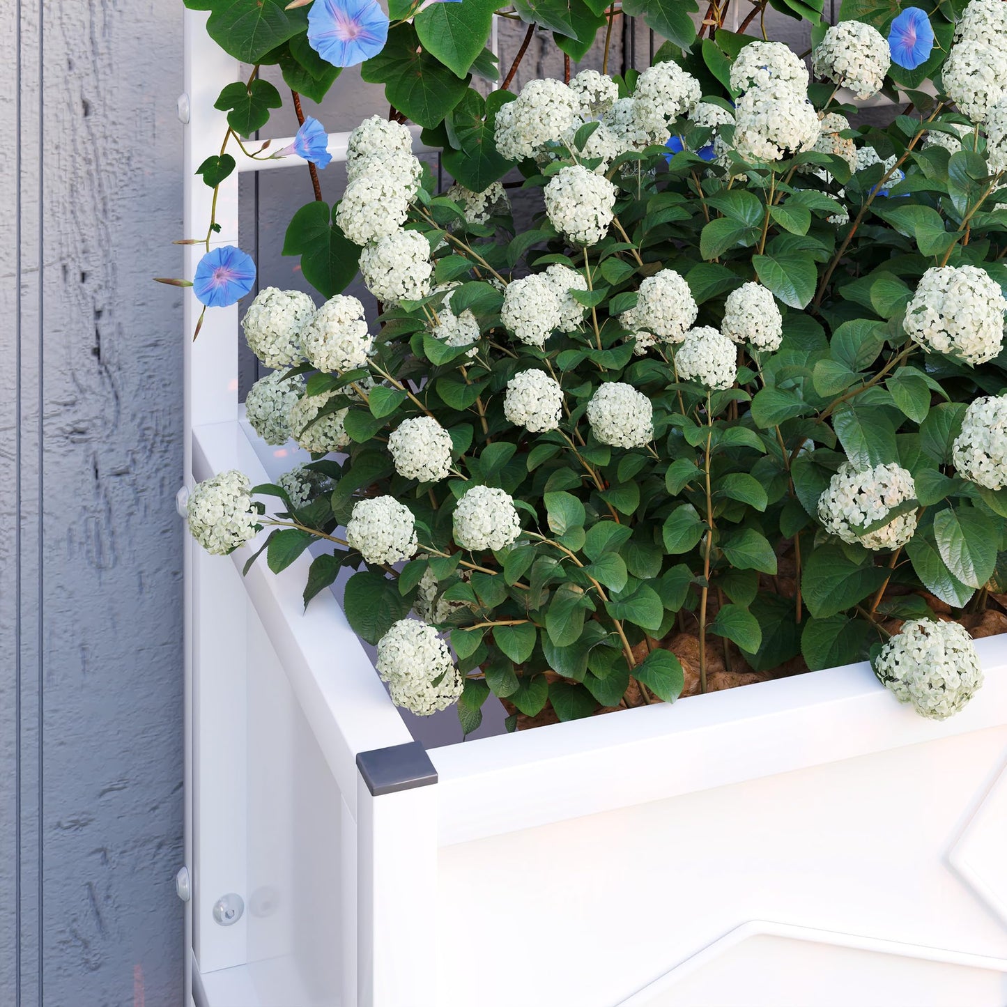 Outsunny Planter Box with Trellis, 35.4 x 15.7 x 47.2 inch Raised Garden Bed with Drainage Holes, Planters for Outdoor Plants, Vegetables, Flowers, Herbs, Trellis Planter, White