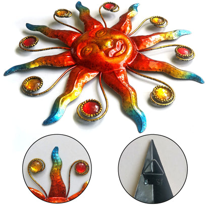 VividLadybug Celestial Wall Decoration Sculpture, Metal Wall Sculpture, Silhouette Wall Decoration, Metal Sun Moon Star Wall Art Sculpture Decoration, Set of 3