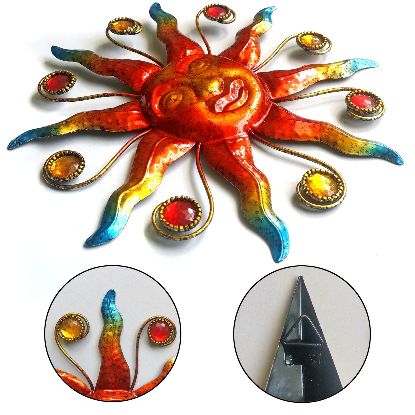 Limygus Set of 3 Celestial Sun Moon Star Metal Silhouette Wall Art, Waterproof Hanging Decor for Home Bedroom Bathroom Office