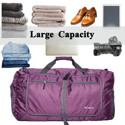 Woogwin Travel Duffel Bag Large Foldable Waterproof Overnight Bag for Beach Swim Bags Pool Sports Gym (60L Purple)