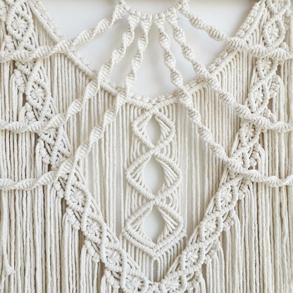 Achart Macrame Wall Hanging Large- Boho Wall Decor- large wall art- Wall Decor Living Room- Macrame Tapestry Boho Decor for Bedroom (Beige-Fringe)